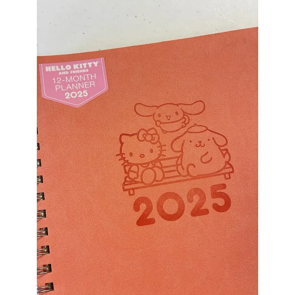 Hello Kitty 2025 Planner Monthly Weekly Layouts Notes Pages 8.5x11 Spiral Pink